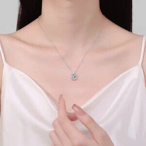 Emerald Cut Moissanite Charm Necklace in 925 Sterling Silver